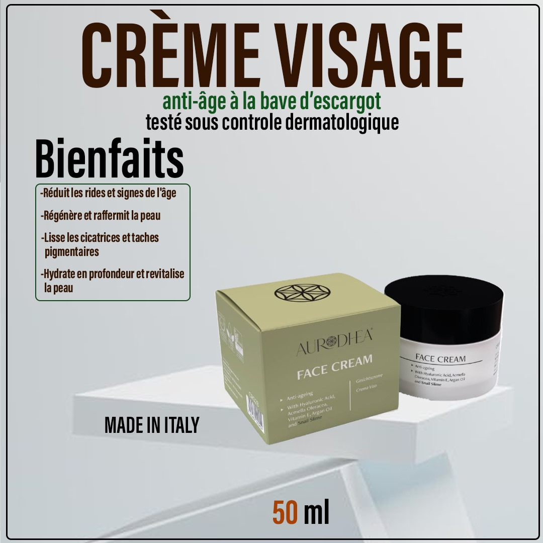 Crème visage anti-âge à la bave d’escargot - 50 ml